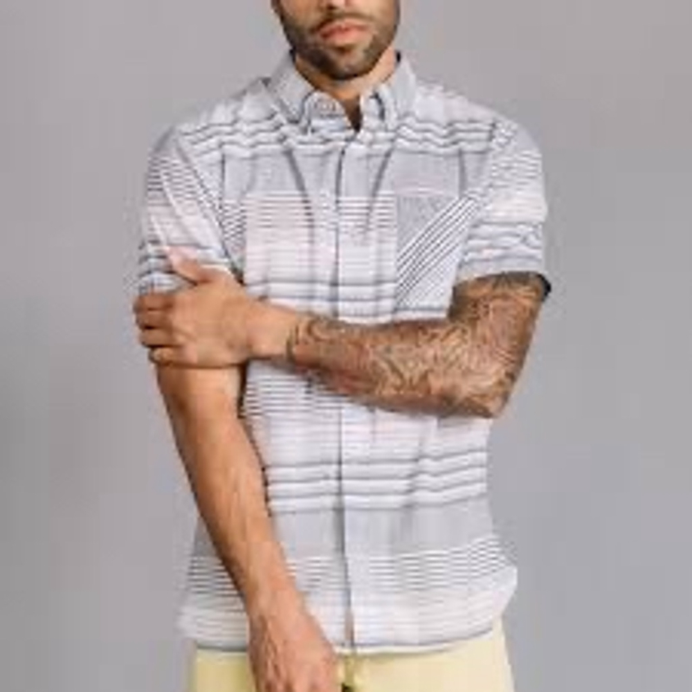 Nifty Genius Striped Button-Up Shirt, Classic White &‎ Black, NWT, Size Medium